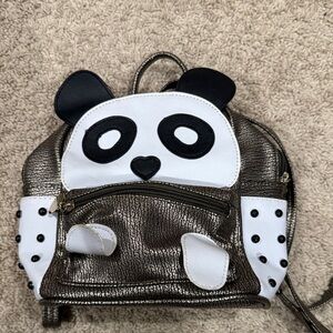 Panda Kids Backpack - Metallic Black and White